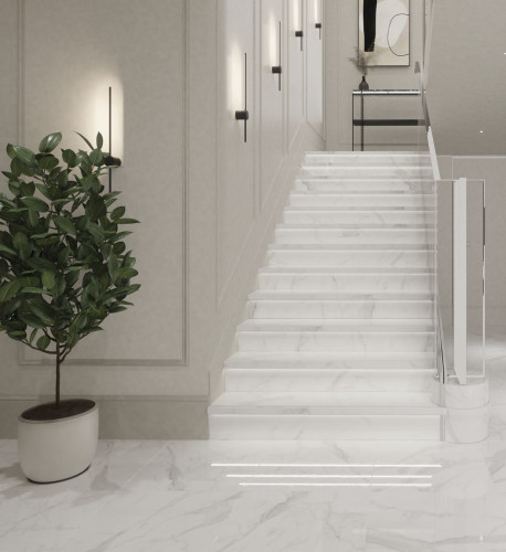 Керамогранит Estima Montis White Эстима Монтис Вайт Плинтус MN01 Полиров. 7x60