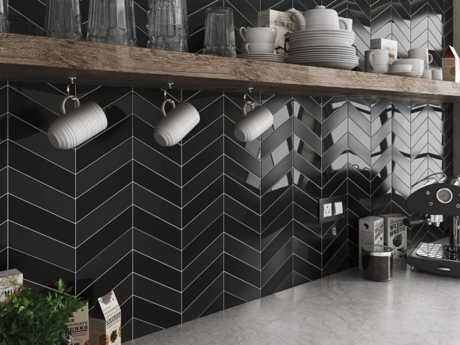 Плитка EQUIPE CHEVRON WALL Black Left 5,2x18,6