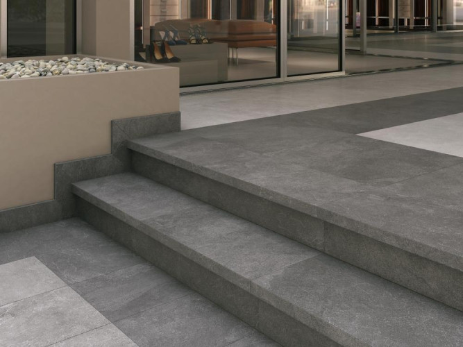 Керама Марацци / Kerama Marazzi ПРО СТОУН СТУПЕНЬ клееная DD600320R\GCF серый светлый 33x60