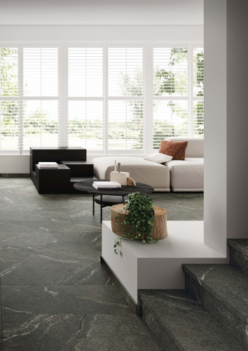 Керамогранит Колизеум ЛУГАНО ГРАФИТ СТУПЕНЬ УГЛОВАЯ ПРАВАЯ 33x90