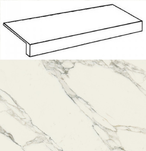 Италон Шарм Делюкс Арабескато Уайт Ступень Фронт / Italon Charme Deluxe Arabescato White Scale Front 33x80