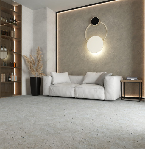 Керамогранит ПИАСТРЕЛЛА TG621R terrazzo grigio / терраццо бетон с камушками матовый 60x60