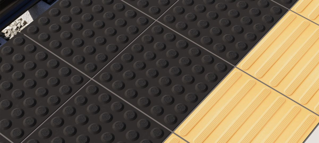 Керамогранит Estima Avenue Lines Эстима Авеню Лайнс ANL151 Тактильный линии жёлтый утолщенный структур. рект. 30x30x15