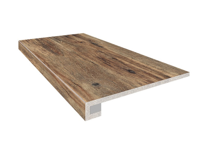 Керамогранит Estima Brigantina Эстима Бригантина Ступень BG01 33x120 Неполир. (прямоугол. бортик) без насечек + Подступенок 14,5x120