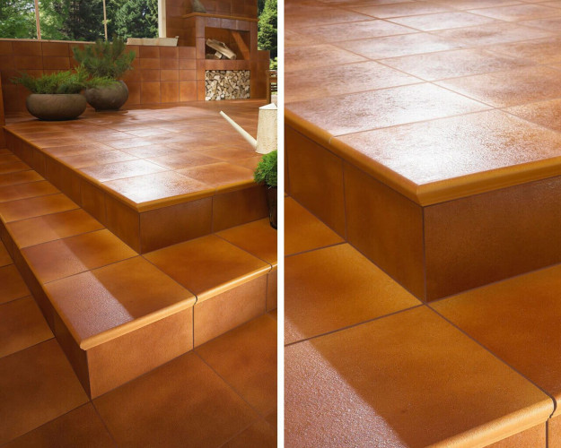 Клинкерная ступень угловая с капиносом Paradyz AQUARIUS brown 33x33