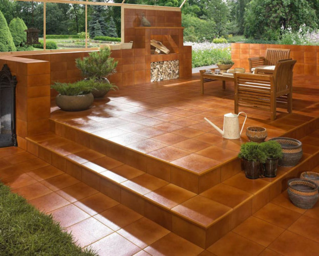 Клинкерная ступень угловая с капиносом Paradyz AQUARIUS brown 33x33